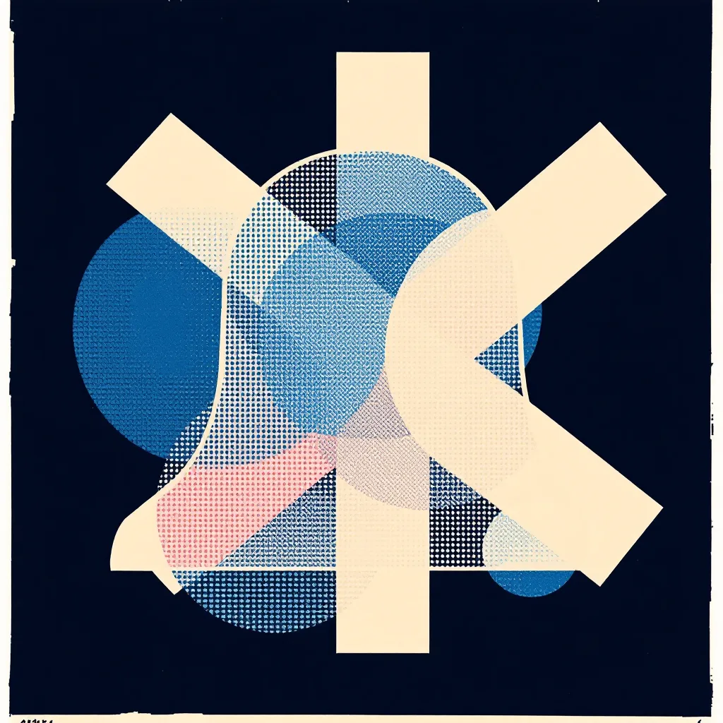 Risograph illustration of a bell made from halftone circles with an asterisk behind it